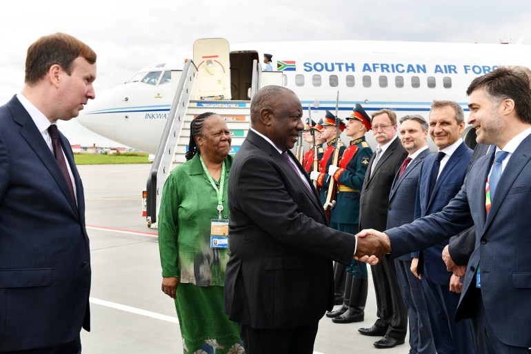 South Africa's President Ramaphosa arrives in Russia