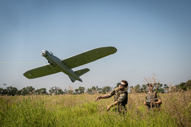 Ukrainian army's surveillance drone on the frontline