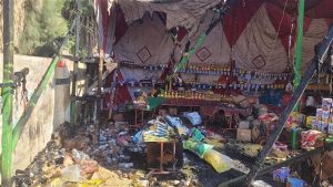 خسائر تصل 300 ألف جنيه|اشتعال النيران في حريق معارض أهلًا رمضان بكفر الزيات..صور