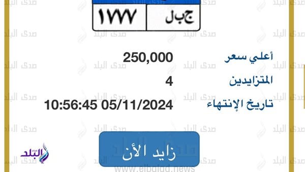 جبل .. لوحة مميزة للسيارات يصل سعرها لـ 250 ألف جنيه