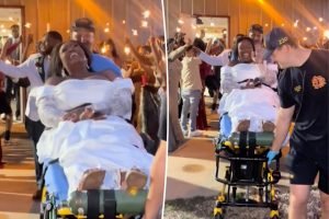 تترك العروس حفل زفاف على نقالة بعد الغوص في حلبة الرقص