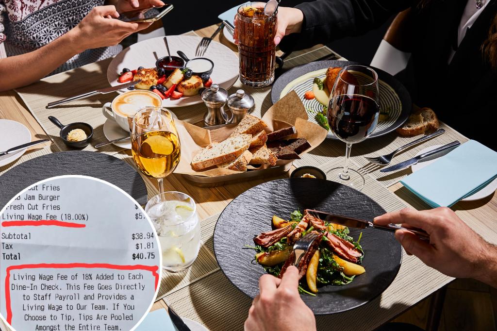 مطعم الجشع ينتقد عبر الإنترنت على رسوم الأجور المعيشية المخفية