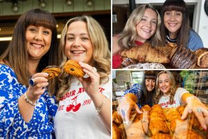 الأم وابنتها خبز الثنائي يسافران للعثور على المعجنات النهائية