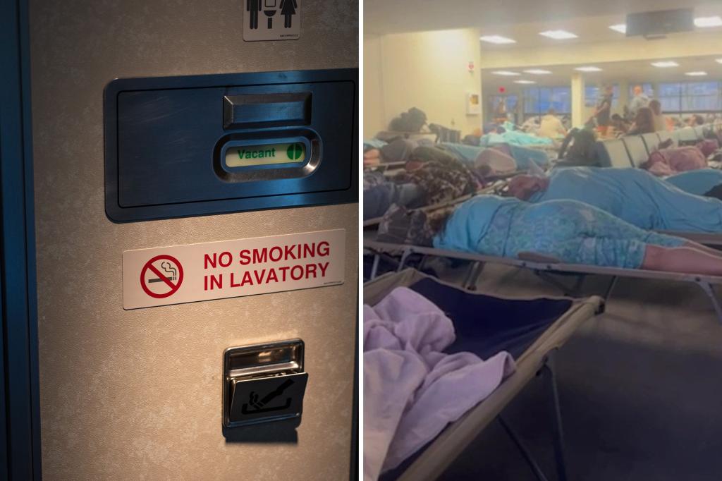 تقطعت بهم السبل النشرات في المطار لمدة 17 ساعة بسبب تدخين بوزوس