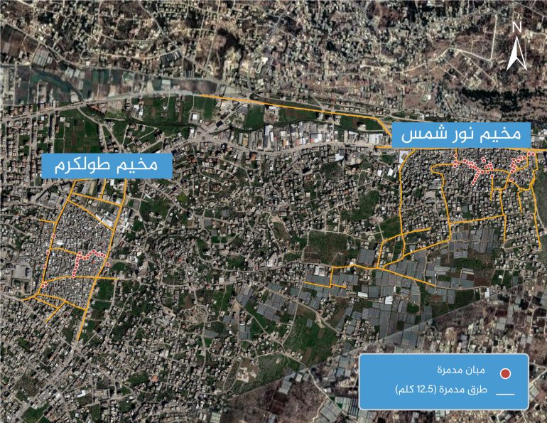 تصميم - خاص خريطة تشكيل الضفة الغربية مخيم نور شمس ومخيم طولكرم