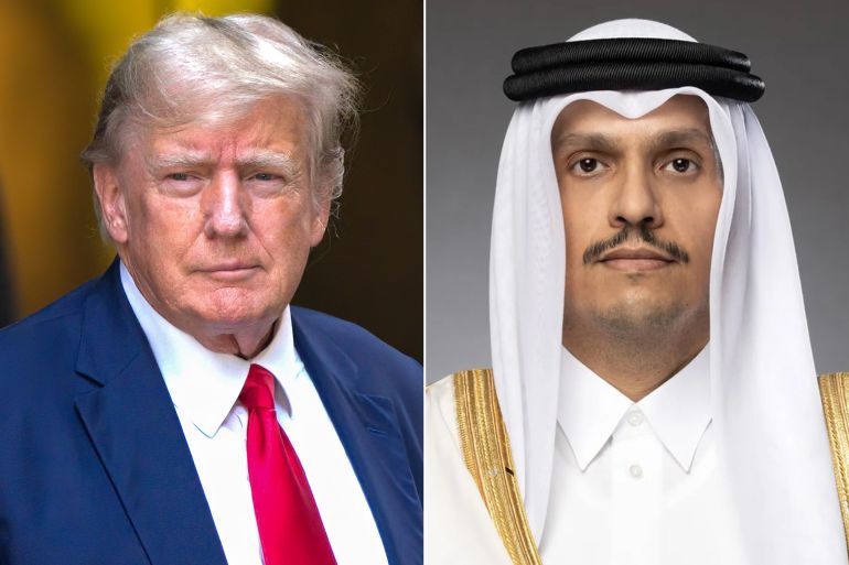 كومبو يجمع رئيس الوزراء وزير الخارجية القطري الشيخ محمد بن عبد الرحمن آل ثاني - الرئيس الأميركي دونالد ترامب