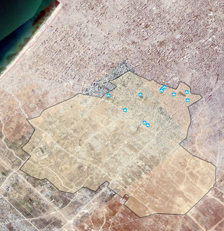 مراكز ومخيمات الإيواء في حي الزيتون جنوب شرق مدينة غزة. (وكالة سند)