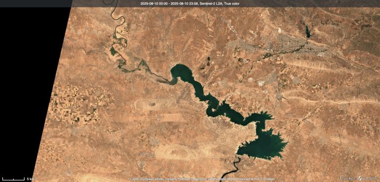 منسوب المياه في سد الموصل أغسطس 2025 (سينتنال)