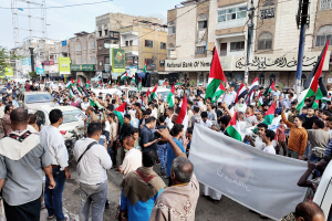 مسيرة حاشدة في تعز رفضا لخطة إسرائيل احتلال غزة