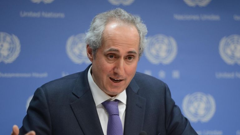 NEW YORK, UNITED STATES - MARCH 11: UN spokesman Stephane Dujarric speaks during the press conference at UN headquarters in New York, United States, on March 10, 2014.