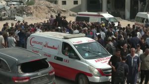 تشييع جثماني مراسلي الجزيرة في غزة الشريف وقريقع