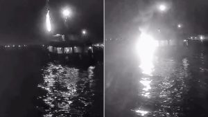 شاهد.. لحظة اشتعال النيران بأسطول الصمود قبالة سواحل تونس