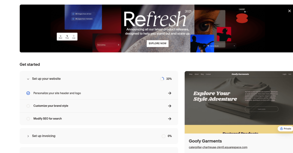 لقد استخدمت Blueprint AI الخاص بـ Squarespace لتصميم موقع ويب