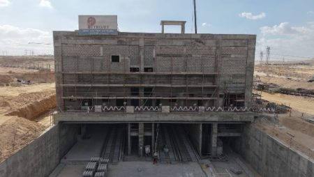 تصوير جوي يوضح تقدم تنفيذ المرحلة الأولى من الخط الرابع للمترو