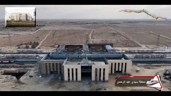 أحدث تصوير جوي لأعمال الخط الأول من شبكة القطار الكهربائي السريع السخنة – مطروح| شاهد