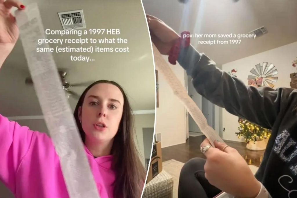 يُظهر إيصال متجر البقالة من عام 1997 مدى رخص الحياة الأمريكية