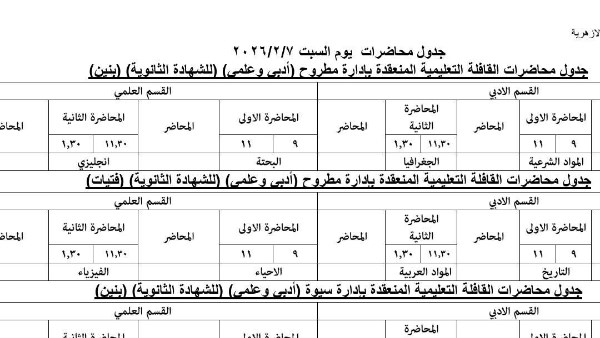 مواعيد قافلة الأزهر التعليمية الكبرى لطلاب الشهادة الثانوية بـ مطروح