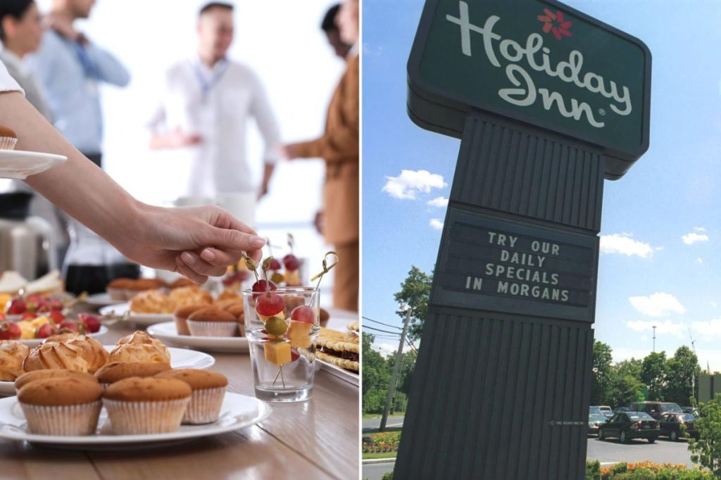 التقطت الكاميرا لصوص بوفيه الفندق وهم يحملون الأطباق ويخرجون دون أن يدفعوا