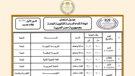 جدول امتحانات الثانوية العامة 2026 .. يبدأ رسمياً بعد 20 يوم