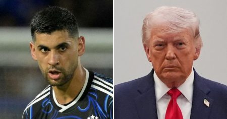 يبدو أن الأرجنتيني كريستيان روميرو يتجاهل مصافحة الرئيس دونالد ترامب في نهائي كأس العالم