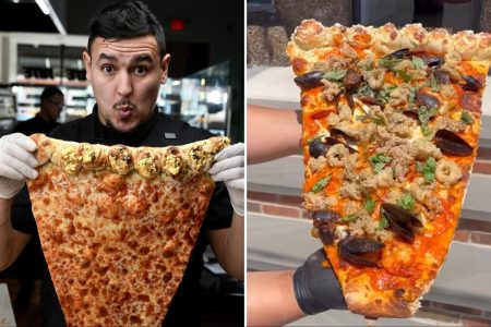 انتشر طاهي البيتزا في نيو جيرسي على نطاق واسع لشريحة المأكولات البحرية fra diavolo بطول 3 أقدام