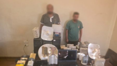 ضبط شبكة بث تليفزيوني لاسلكية بالقليوبية