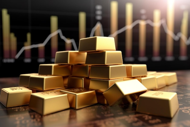 Premium AI Image | A close up of a pile of gold bars on a table ...